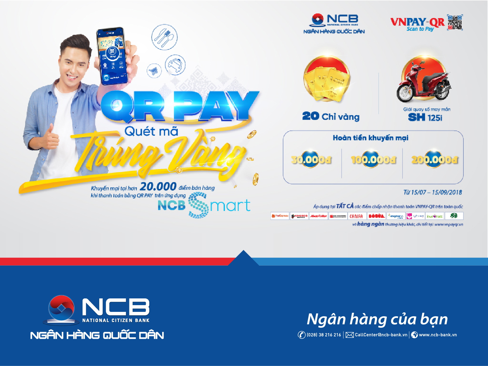 Quét mã trúng vàng – Vô vàn quà tặng khi thanh toán QR Pay với NCB Smart