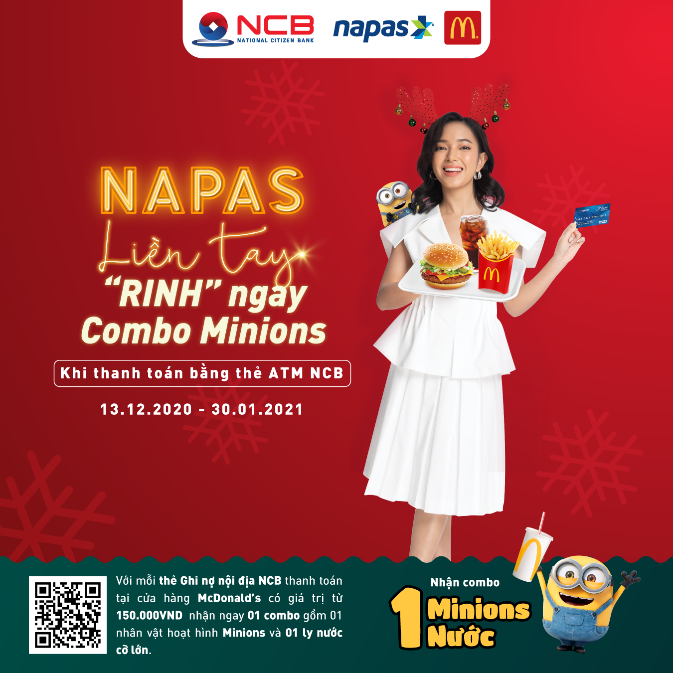 MUA SẮM LIỀN TAY RINH NGAY COMBO MINIONS CÙNG THẺ GHI NỢ NỘI ĐỊA NCB