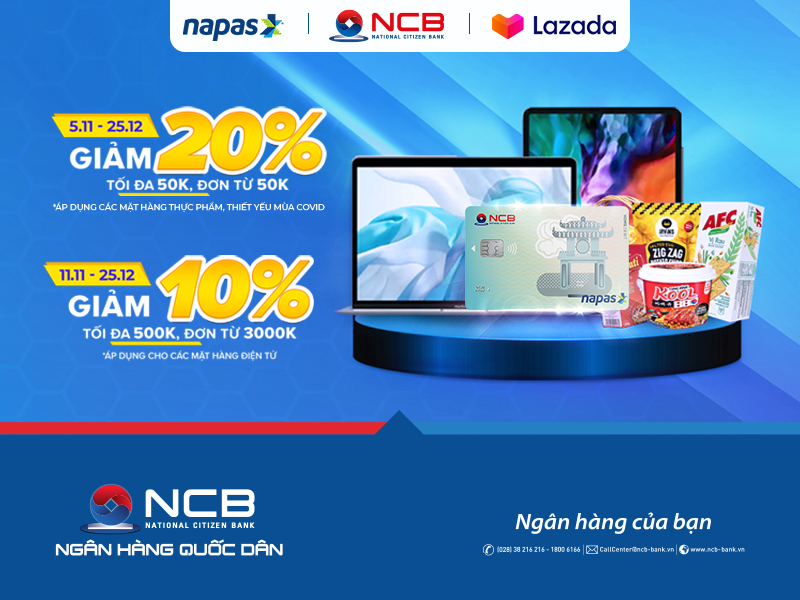 NCB – NAPAS: ƯU ĐÃI NGẬP TRÀN TRÊN LAZADA