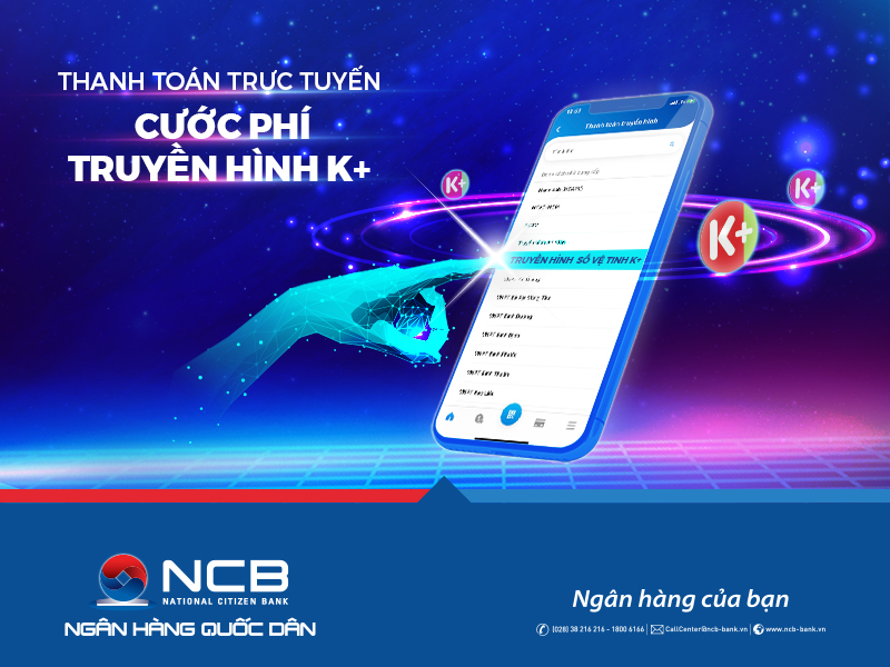 THANH TOÁN TRỰC TUYẾN CƯỚC PHÍ TRUYỀN HÌNH K+ TRÊN NCB IZIMOBILE