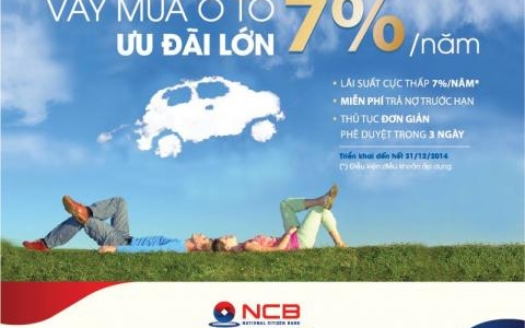 VAY MUA Ô TÔ LÃI SUẤT THẤP TẠI NCB