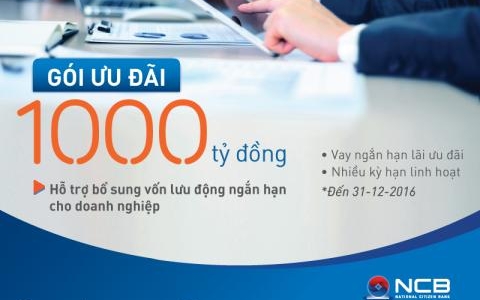 NCB DÀNH 1.000 TỶ ĐỒNG ƯU ĐÃI LÃI SUẤT CHO DOANH NGHIỆP VAY NGẮN HẠN