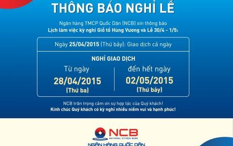 THÔNG BÁO NGHỈ LỄ DỊP GIỖ TỔ HÙNG VƯƠNG VÀ LỄ 30/4 - 1/5