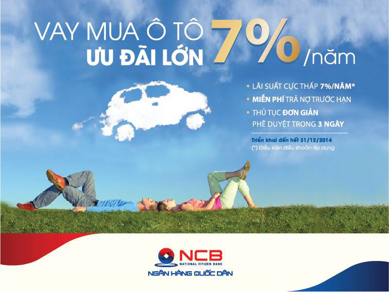 Vay mua ô tô lãi suất thấp tại Ngân hàng TMCP Quốc Dân (NCB)