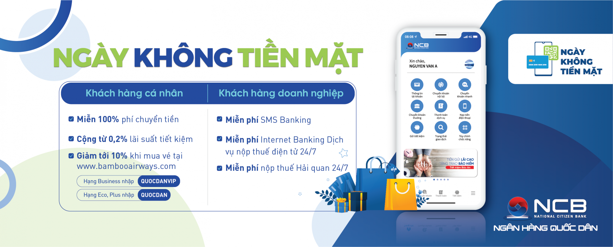 NCB dành nhiều ưu đãi nhân Ngày không tiền mặt