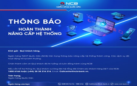 THÔNG BÁO HOÀN THÀNH NÂNG CẤP HỆ THỐNG