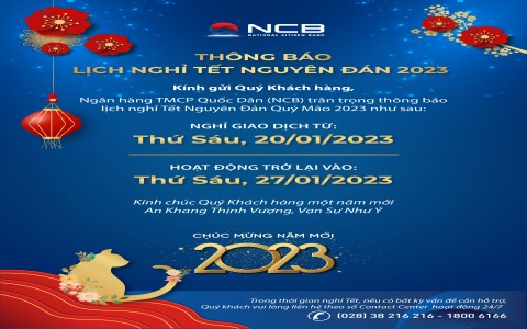 THÔNG BÁO NGHỈ TẾT NGUYÊN ĐÁN 2023