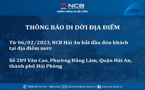 NCB HẢI AN THAY ĐỔI ĐỊA ĐIỂM GIAO DỊCH VÀ KHAI TRƯƠNG TRỤ SỞ MỚI