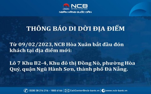 NCB HÒA XUÂN THAY ĐỔI TÊN GỌI, ĐỊA ĐIỂM GIAO DỊCH VÀ KHAI TRƯƠNG TRỤ SỞ MỚI