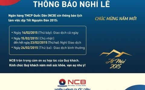 THÔNG BÁO LỊCH NGHỈ TẾT NGUYÊN ĐÁN 2015