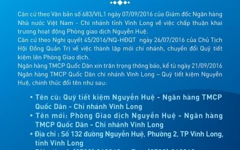 THÔNG BÁO ĐỔI TÊN QUỸ TIẾT KIỆM NGUYỄN HUỆ